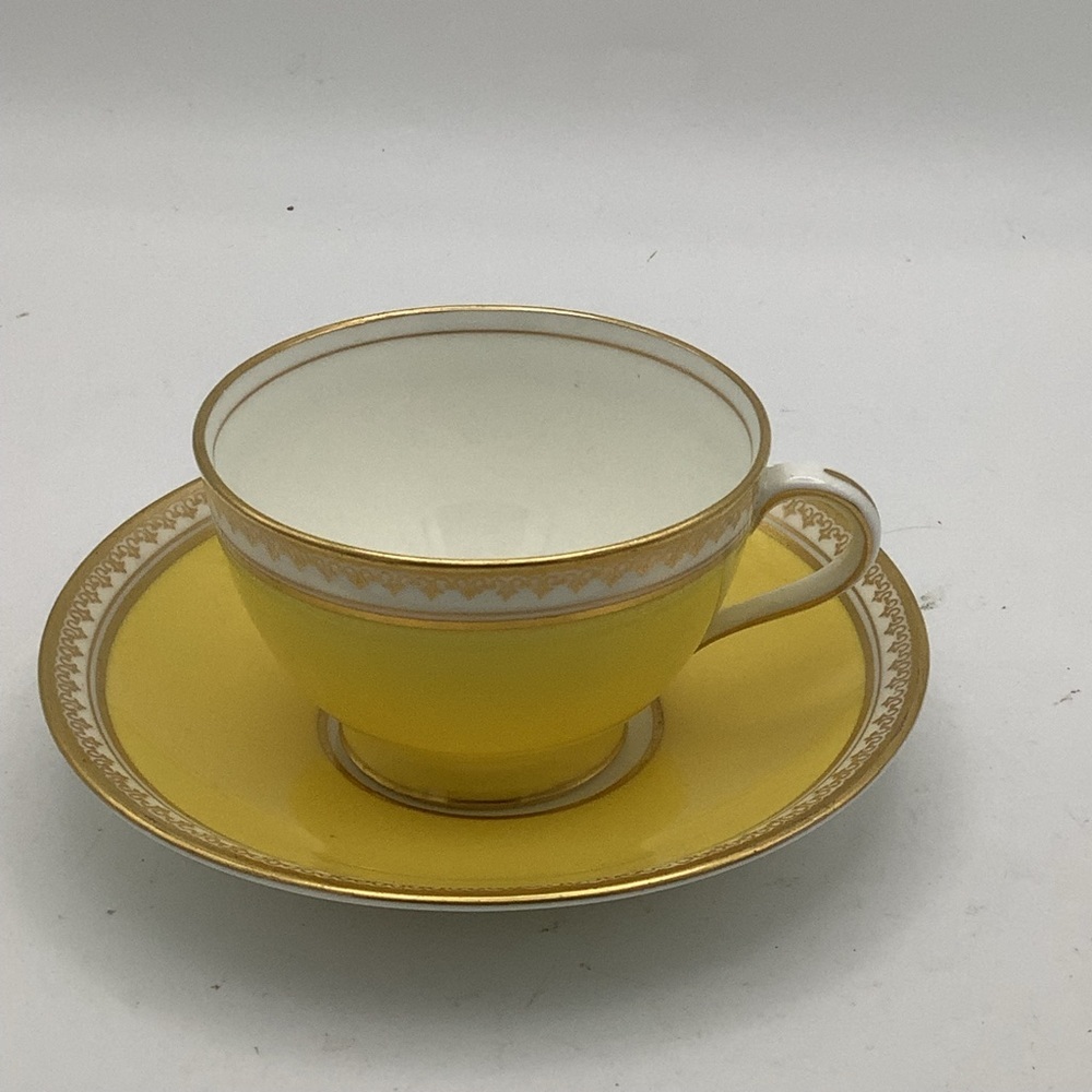 Vintage Aynsley England  Yellow and Gold Teacup and Saucer Set